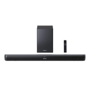 Sharp ht-sbw202 soundbar 2.1 200 w subwoofer wireless bluetooth 4.2 hdmi acr-cec, audio ottico, ingress aux, telecomando, nero