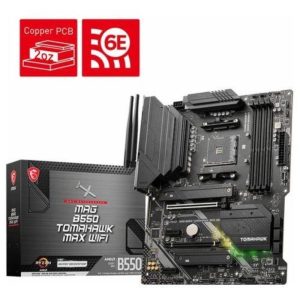 Msi mag b550 tomahawk max wifi scheda madre atx am4 4xddr4 2xm.2 6xsata3 ddr4 boost 5100+mhz/oc pcie 4.0 & 3.0 x16 2.5g lan amd wi-fi 6e bleutooth 5.2