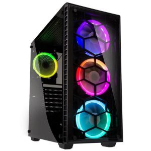 Kolink observatory black case gaming rgb mid-tower atx con pannello frontale e laterale in vetro temperato nero