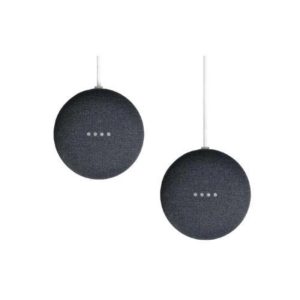Google home mini assistente virtuale bluetooth wi-fi con comandi vocali tim nero 2 pz