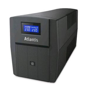 Atlantis a03-hp1503 gruppo di continuita` onda sinusoidale pura 1200va 720w line interactive display lcd porta usb-hid 3 uscite iec + 2 prese schuko + cavo alimentazione protezione rj45 black