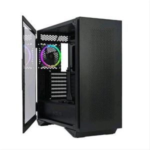 Noua iron v6 case mid-tower atx m-atx mini-atx panello frontale mesh panello laterale in vetro temperato chiusura magnetica 1xusb-a 3.0 1xventola argb 120mm black