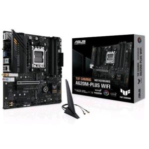 Asus tuf gaming a620m-plus wifi amd a620 presa di corrente am5 micro atx ddr5 pcie 4.0 2 slot m.2 q-latch ethernet realtek 2.5gb wi-fi 6 2 displayport hdmi usb 3.2 gen 1 e type-c bios flashback aura sync