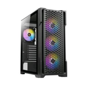 Antec ax90 case mid tower atx micro-atx itx pannello frontale in mesh pannello laterale in vetro temperato 2xusb 2.0 1xusb 3.0 4xventole 120mm argb nero