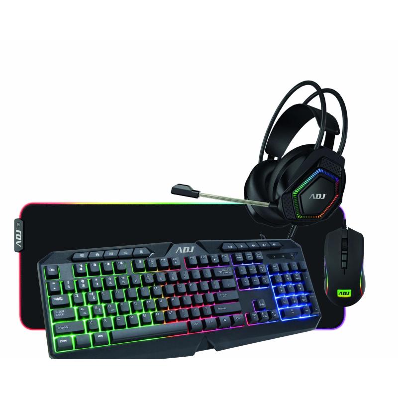 Adj hulk kit 4 in 1 tastiera rgb + mouse rgb + cuffie + mouse pad gaming wired black