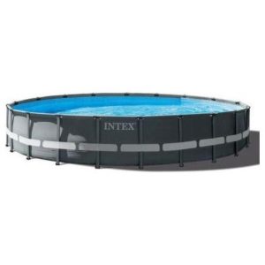Intex 26334np piscina fuori terra ultra xtr frame rotonda pompa filtro 7900 l-h scaletta telo base e copertura 30079 l acciaio e pvc grigio 610x122 cm 610x122cm rotonda accessori