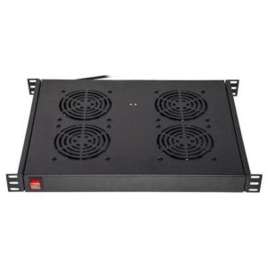 Link ripiano per armadi rack19 con 4 ventole nero 4 agganci 483x330x44mm