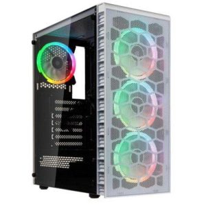 Kolink observatory hf mesh case midi tower atx 3+1 ventole installate illuminazione led rgb pannello in vetro temperato white