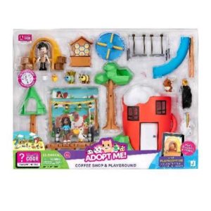Rei toys adopt me cuccioli da amare playset coffee shop con 2 cuccioli e 1 mini doll e accessori