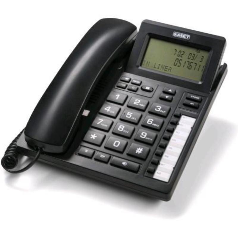 Saiet office 812 telefono da tavolo multifunzione display su 3 righe a 16 cifre inclinabile vivavoce 12 numeri selezione rapida nero