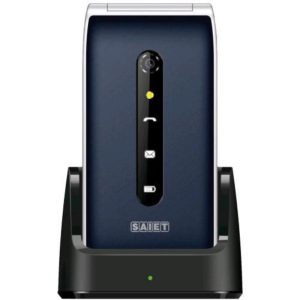 Saiet vanto easy phone 2.4 tasti grandi retroilluminati tasto sos chiama 5 numeri ed invia sms 8 foto visualizza e chiama tasti m1 m2 chiamata diretta basetta di ricarica blu