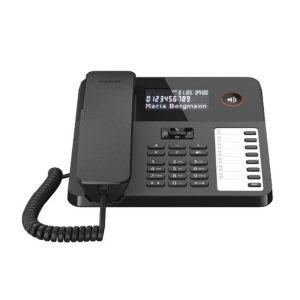 Gigaset desk 600 telefono corded da tavolo ampio display vivavoce 8 tasti selezione rapida compatibile centralini telefonici e apparecchi acustici nero