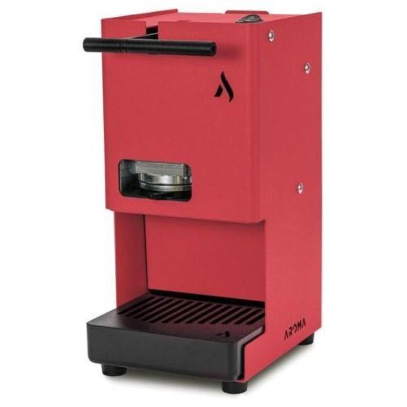 Aroma ego` macchina per caffe` espresso compatta cialde ese 44mm rosso corallo