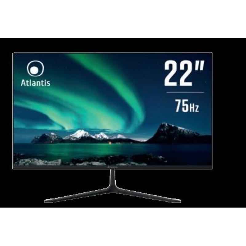 Atlantis monitor 22`` va 75hz, full hd 1920x1080, vga hdmi, freesync, inclinabile, risposta 5ms, contrasto 3000:1, angolo 178-178, cavo hdmi 1,5m