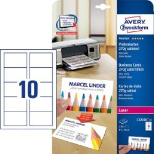 Avery C32026-25 Biglietto Da Visita Laser/inkjet Cartoncino Bianco 25 Pz