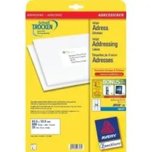 Avery J8159-25 Etichetta Per Corrispondenza Bianco