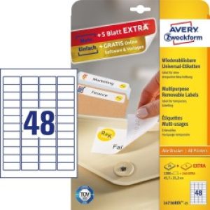 Avery L4736rev-25 Etichetta Autoadesiva Rettangolo Con Angoli Arrotondati Rimovibile Bianco 1440 Pz