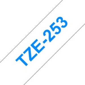 Brother Tze-253 Nastro Per Etichettatrice Blu Su Bianco