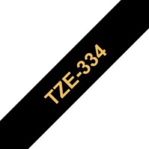 Brother Tze-334 Nastro Per Etichettatrice Oro Su Nero