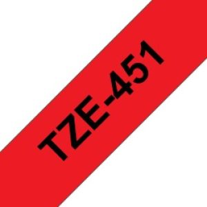 Brother Tze-451 Nastro Per Etichettatrice Nero Su Rosso Tz