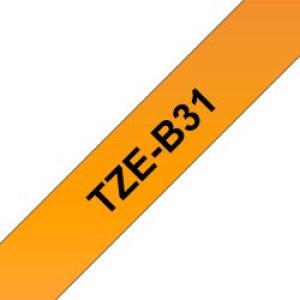 Brother Tze-b31 Nastro Per Etichettatrice Nero Su Arancione Fluorescente