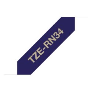 Brother Tze-rn34 Nastro Per Etichettatrice Oro Su Blu Navy