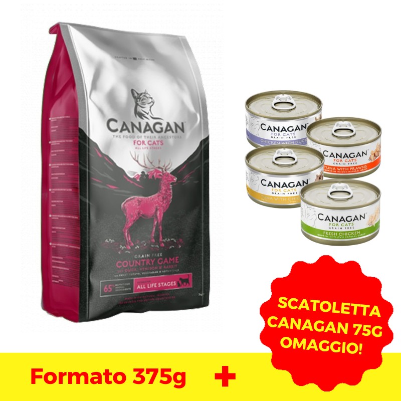 Canagan Country Game per Gatti Peso Confezione 375 g + 1 LATTINA OMAGGIO!