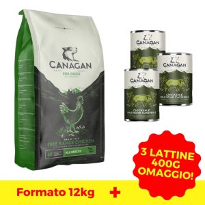Canagan Free Range Chicken All Breeds per Cani Peso Confezione 12 kg + 3 SCATOLETTE OMAGGIO!