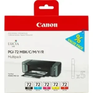 Canon 5 Cartucce D'inchiostro Multipack Pgi-72 Mbk/c/m/y/r