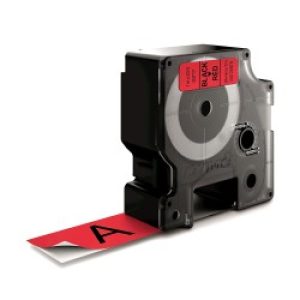 Dymo D1 - Standard Etichette Nero Su Rosso 24mm X 7m