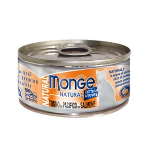 Monge Natural Salmone e Tonno del Pacifico Umido per Gatti 80gr Peso Confezione 80 g - KIT 12x