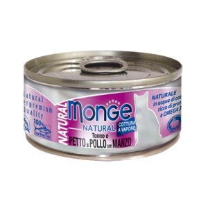 Monge Natural Petto di Pollo e Manzo Umido per Gatti 80gr Peso Confezione 80 g - KIT 6x