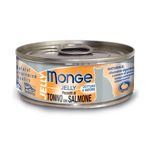 Monge Jelly Tonno Bonito e Salmone per Gatti 80gr Peso Confezione 80 g - KIT 6x