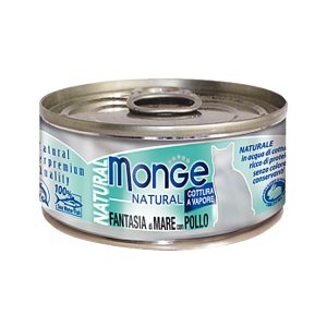 Monge Natural Pollo e Fantasia di Mare Umido per Gatti 80gr Peso Confezione 80 g - KIT 12x