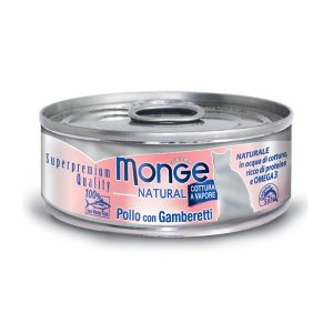 Monge Natural Pollo e Gamberetti Umido per Gatti 80gr Peso Confezione 80 g - KIT 6x