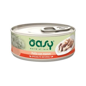 Oasy Natural Adult Pollo e Manzo Umido per Gatti Peso Confezione 70 g - KIT 6x