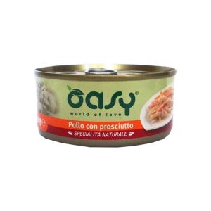 Oasy Natural Adult Pollo e Prosciutto Umido per Gatti Peso Confezione 150 g - KIT 6x