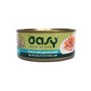 Oasy Natural Adult Tonno e Gamberetti Umido per Gatti Peso Confezione 150 g - KIT 12x
