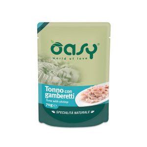 Oasy Umido Busta Tonno con Gamberetti per Gatti 70gr Peso Confezione 70 g
