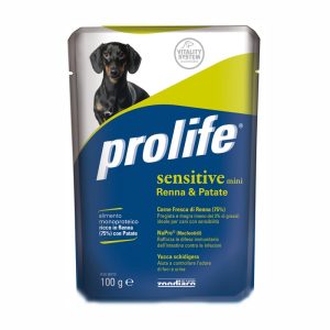 Prolife Adult Mini Sensitive Renna Umido per Cani 100gr Peso Confezione 100 g – KIT 12x