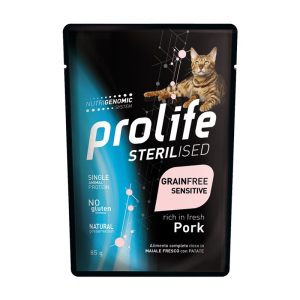 Prolife Sterilised Grain Free Sensitive Maiale e Patate Umido per Gatti Peso Confezione 85 g