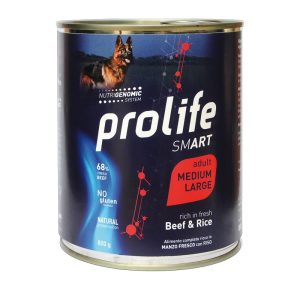 Prolife Smart Manzo e Riso Adult Medium/Large Umido per Cani Peso Confezione 800 g – KIT 12x