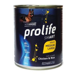 Prolife Smart Pollo e Riso Adult Medium/Large Umido per Cani Peso Confezione 800 g – KIT 12x