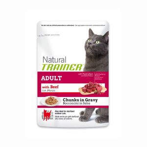 Trainer Natural Umido al Manzo in Busta per Gatti 85gr Peso Confezione 85 g - KIT 6x