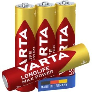 Varta Longlife Max Power, Batteria Alcalina, Aaa, Micro, Lr03, 1.5v, Blister Da 4. Made In Germany