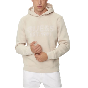 Felpa GUESS con cappuccio logo frontale art.M4YQ36K9Z21 XL GUESS ECRU Cotone Bangladesh 7618391353693