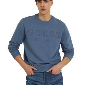 Felpa GUESS logo frontale art.M4GQ08KBK32 S GUESS Blu Avio Cotone Bangladesh 7626101215056