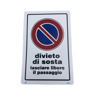 Cartello Dakota 20×30 cm DIVIETO DI SOSTA colore bianco, blu, nero e rosso