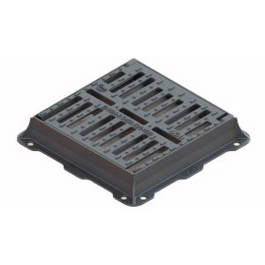 Coperchio a griglia piana Maggini con telaio in ghisa Classe C250 per pozzetto