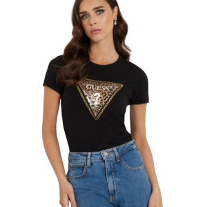 T-shirt GUESS logo triangolo con strass art.W4YI40J1314 S Panna GUESS Cotone Bangladesh 7618391535938